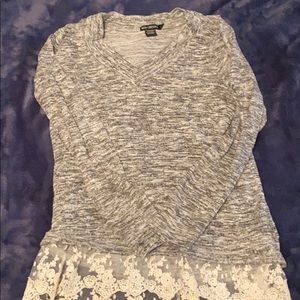 Grey soft material. Long sleeve FLOWY tshirt